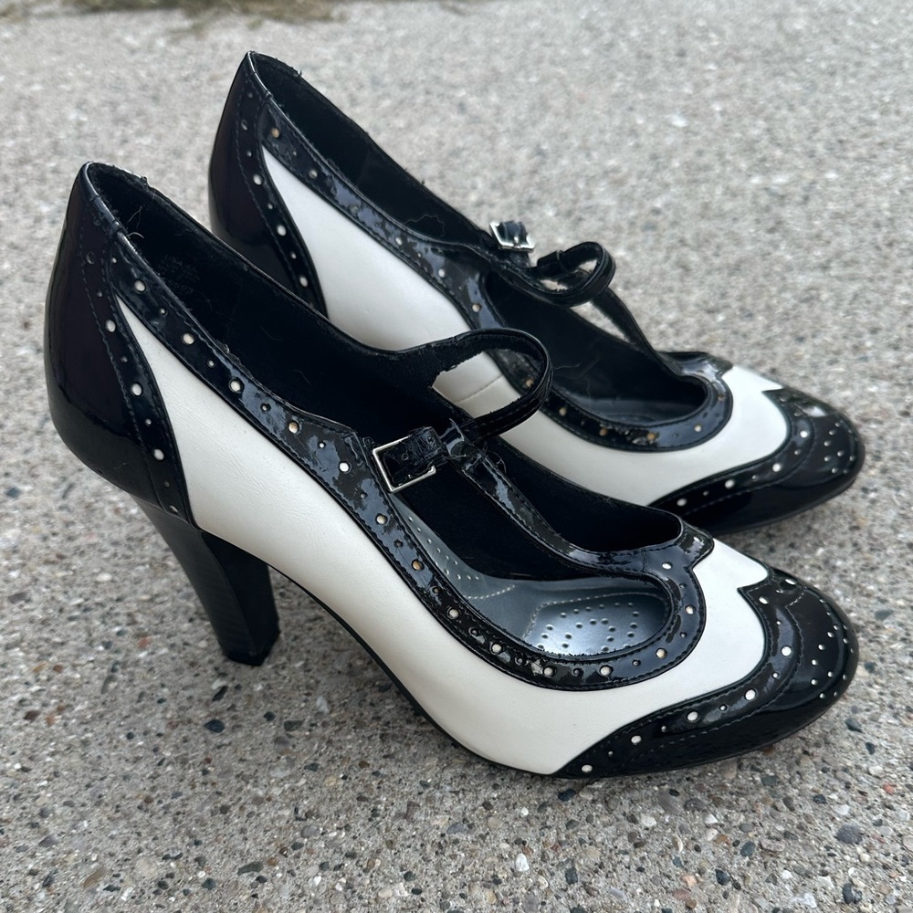 Black and White Mary Jane Heels